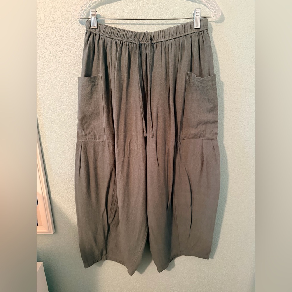 Women’s Boho Palazzo Beach Harem Baggy Linen Wide Leg Ankle Pants